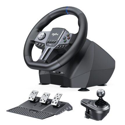 PXN – V9 Gen2 Racing Wheel – 270&900° Car Sim Steering Wheel, 3 Pedals, H Shifter, APP Support, Vibration Feedback – Gaming Steering Wheel for PC, PS4, Xbox One, Xbox Series X/S
