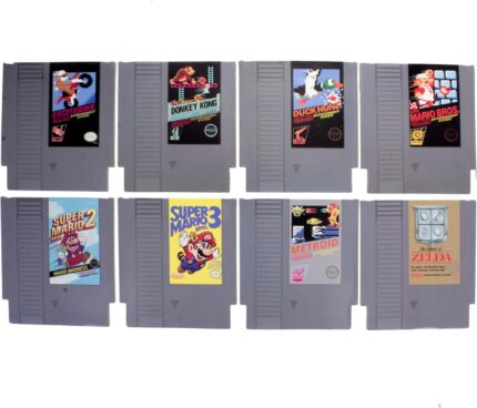 Paladone Nintendo NES Cartridge Retro Drink Coasters for Gamers – Set of 8 – Featuring Donkey Kong, Legend of Zelda, Super Mario, and More Classic Games