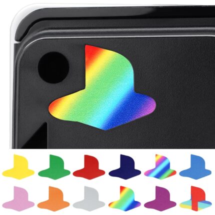 PlayVital 12 PCS Logo Underlay Sticker for ps5 Slim Console, for ps5 Pro Console, Custom Logo Vinyl Decal Skins for ps5 Slim Digital & Disc Edition – 9 Colors & 3 Classic Retro Styles