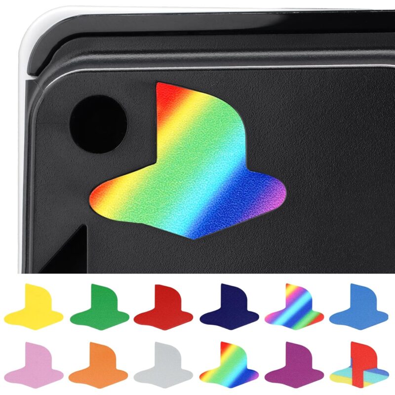 PlayVital 12 PCS Logo Underlay Sticker for ps5 Slim Console, for ps5 Pro Console, Custom Logo Vinyl Decal Skins for ps5 Slim Digital & Disc Edition - 9 Colors & 3 Classic Retro Styles