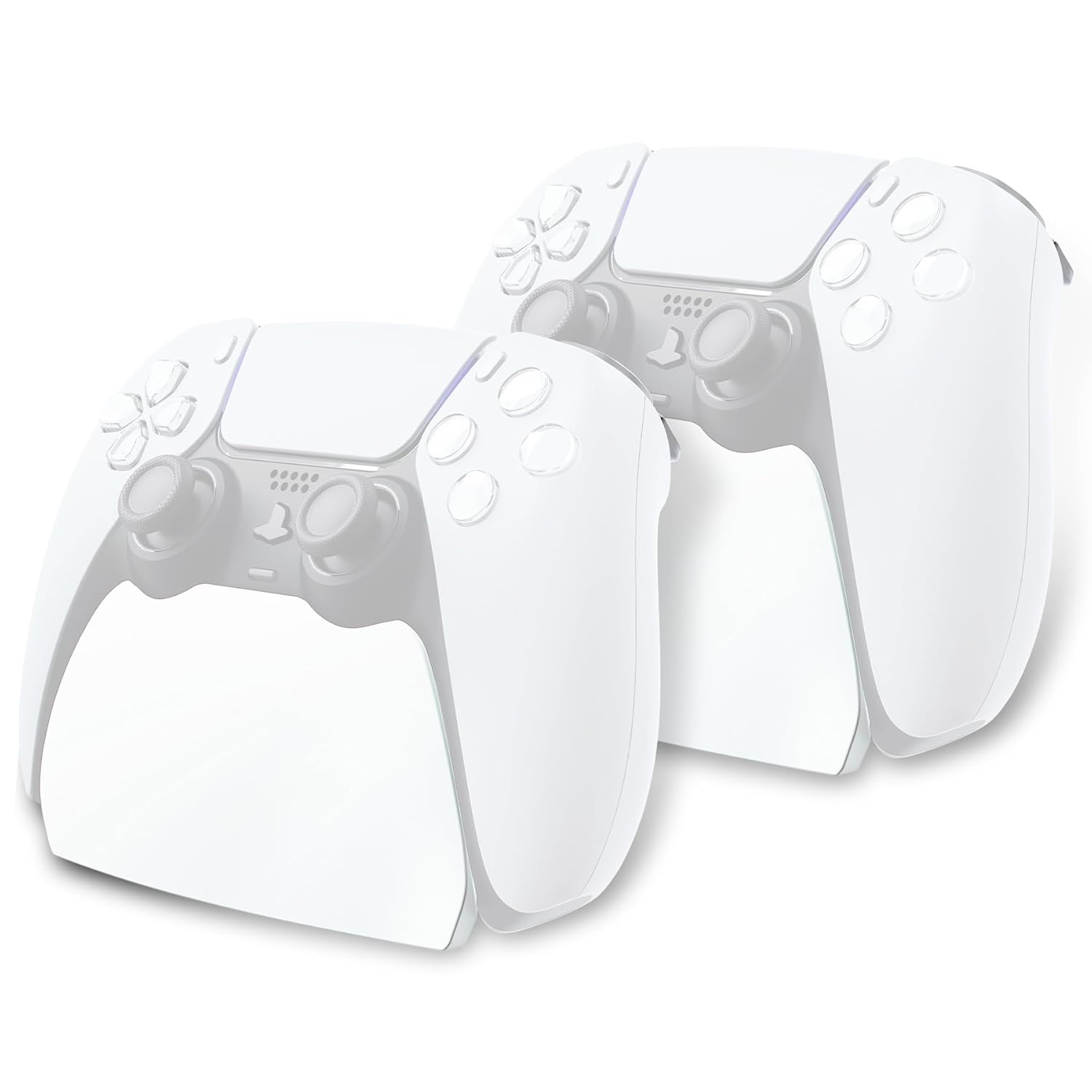 PlayVital 2 Pack Controller Display Stand for ps5, Gamepad Stand Desk Holder for ps5 Controller Accessories with Rubber Pads, White PlayVital 2 Pack Controller Display Stand for ps5, Gamepad Stand Desk Holder for ps5 Controller Accessories with Rubber Pads, White
