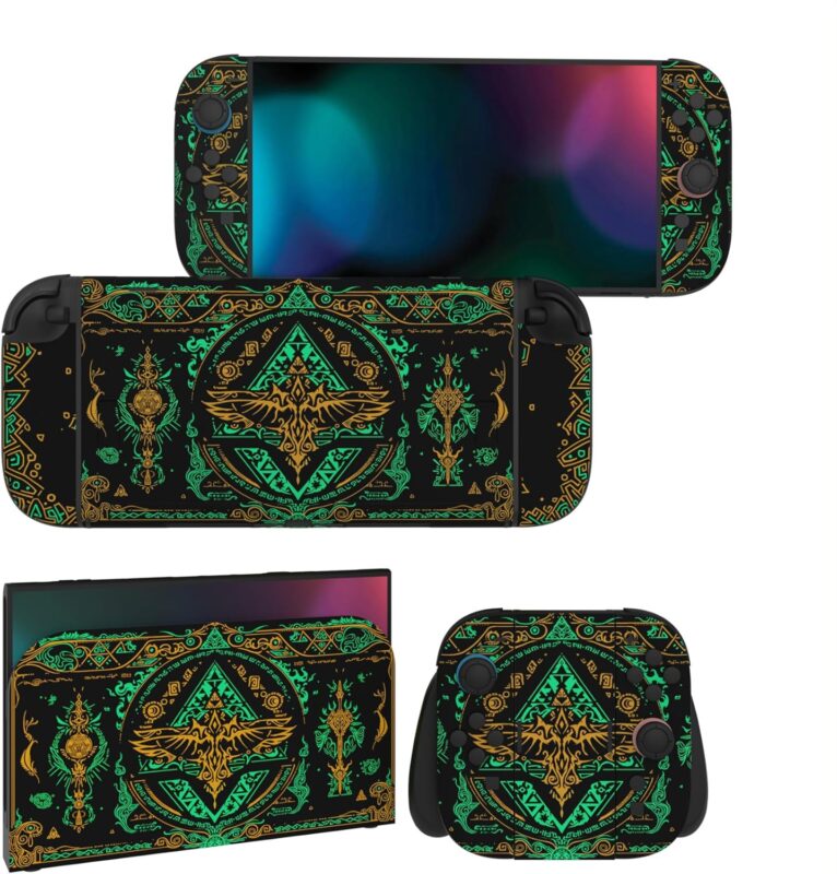PlayVital for Nintendo Switch 2 Skin Full Set (2-Pack) - Protective Vinyl Decal Stickers for Switch 2 Console, Joycons, Handle Grips & Dock | No Residue, Anti-Scratch - Totem of Kingdom