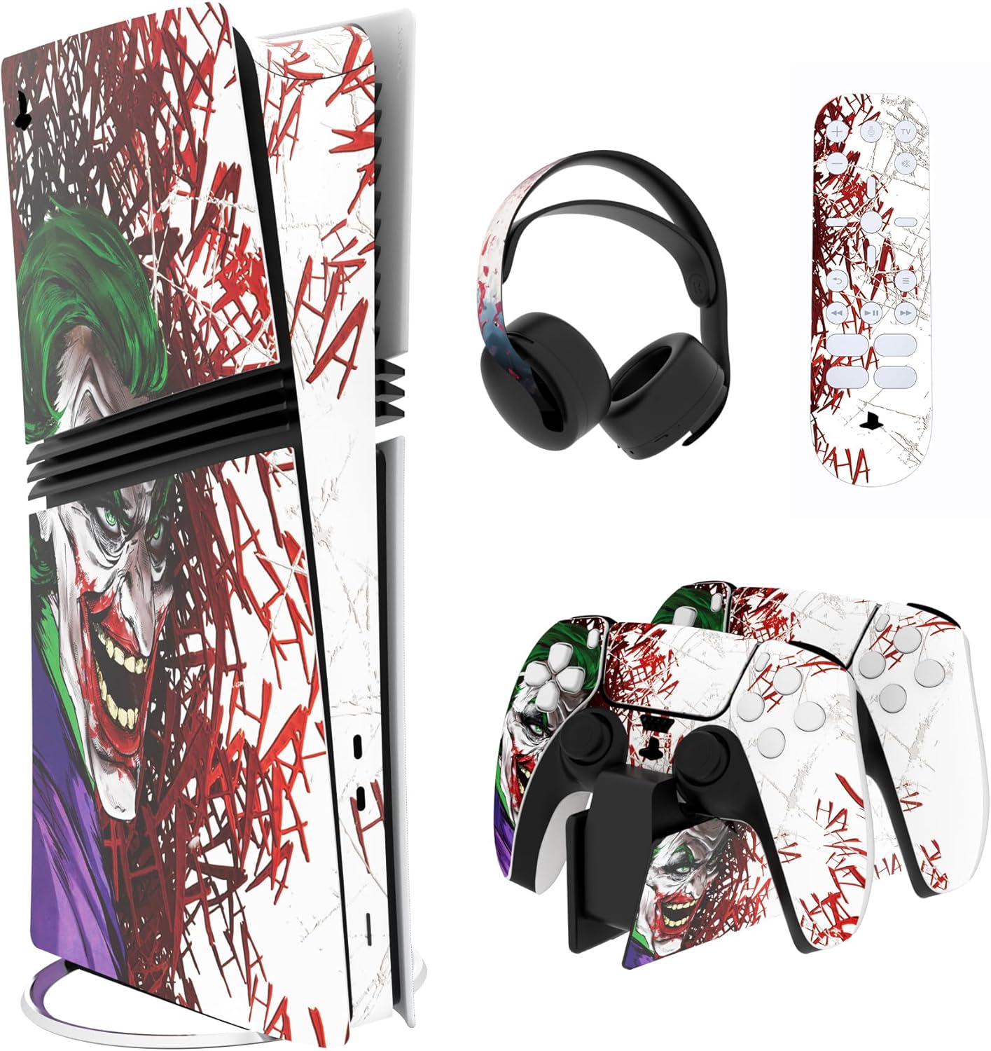 PlayVital for ps5 Pro Skin Full Set, Protective Vinyl Decal Sticker for ps5 Pro Console Disc & Digital, Controller, Headset, Charging Station & Media Remote – No Residue, Anti-Scratch – Clown Hahaha PlayVital for ps5 Pro Skin Full Set, Protective Vinyl Decal Sticker for ps5 Pro Console Disc & Digital, Controller, Headset, Charging Station & Media Remote – No Residue, Anti-Scratch – Clown Hahaha