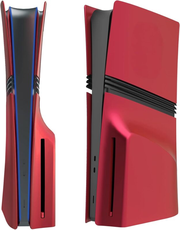Pro Disc Edition Cover Plates for New PS5 Pro Console, Shell Panels Compatible with New PlayStation 5 Pro Accessories Protective Replacement Faceplate (Red)