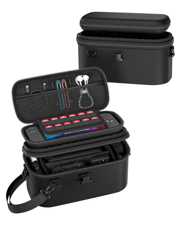 ProCase All in One Carrying Case for Nintendo Switch 2, Dual-Layer Hard Shell Storage Bag, Portable Carry All Protective Bag for Switch 2 Console Dock Pro Controller and Accessories -Black