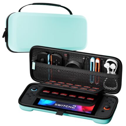 ProCase Carrying Case for Nintendo Switch 2 (2025) with 24 Game Card Slots, Hard Portable Travel Case Storage Bag Protective Pouch for 2025 Nintendo Switch 2 Console & Accessories -Matcha