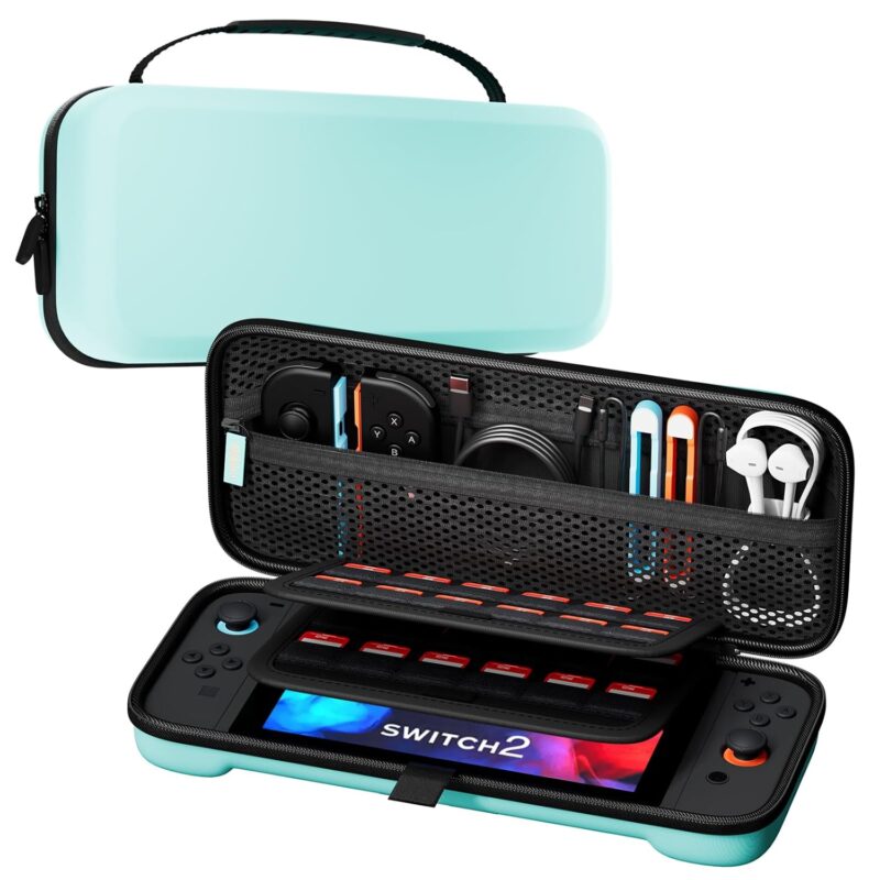 ProCase Carrying Case for Nintendo Switch 2 (2025) with 24 Game Card Slots, Hard Portable Travel Case Storage Bag Protective Pouch for 2025 Nintendo Switch 2 Console & Accessories -Matcha