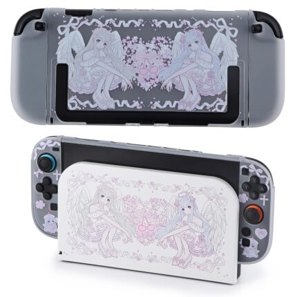 Protective Case for Switch 2, Dock Case and Cover Skin for Nintendo Switch 2 Console Joycon Controller, Sakura Agnel Hard PC Slim Dockable Shell Pink Kawaii Gaming Protector Accessories