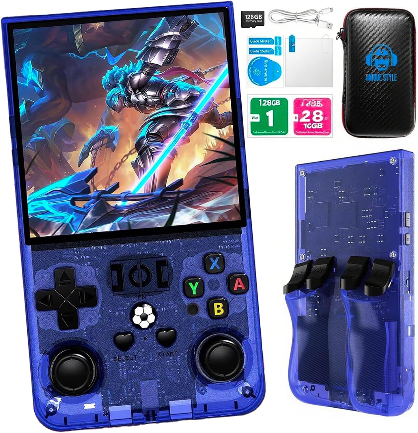 R36MAX Retro Handheld Game Console,Retro Gaming Console with 18000+ Games 128GB Card,4 Inch IPS Screen, Portable Video Gaming, Plug and Play Gameboy for Adults(Purple Blue) R36MAX Retro Handheld Game Console,Retro Gaming Console with 18000+ Games 128GB Card,4 Inch IPS Screen, Portable Video Gaming, Plug and Play Gameboy for Adults(Purple Blue)