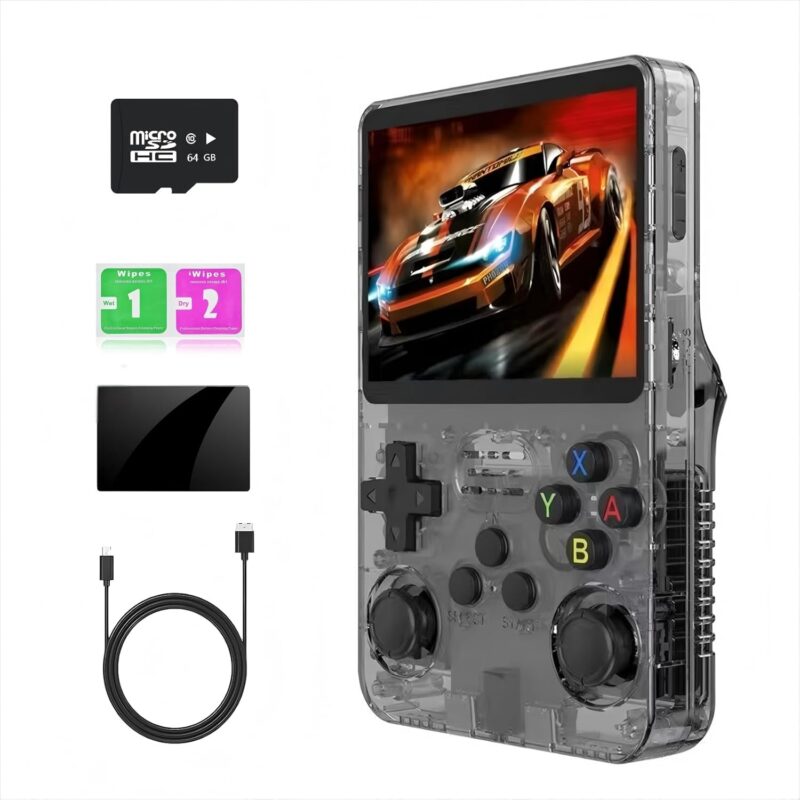 R36s Handheld Game Console Preload 20000+ Games 12+Emulators , Retro Gaming Console 3.5-inch IPS Screen (Black)