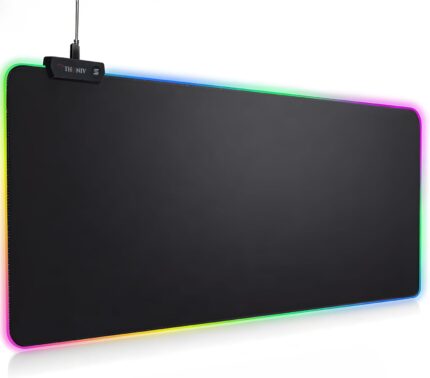RGB Mouse Pad 35.4×15.7 Inches – Extended LED Mouse Pad with 14 Lighting Modes, Gaming Desk Mat, PC Gaming Accessories, Large Keyboard Pad with Non-Slip Rubber Base.