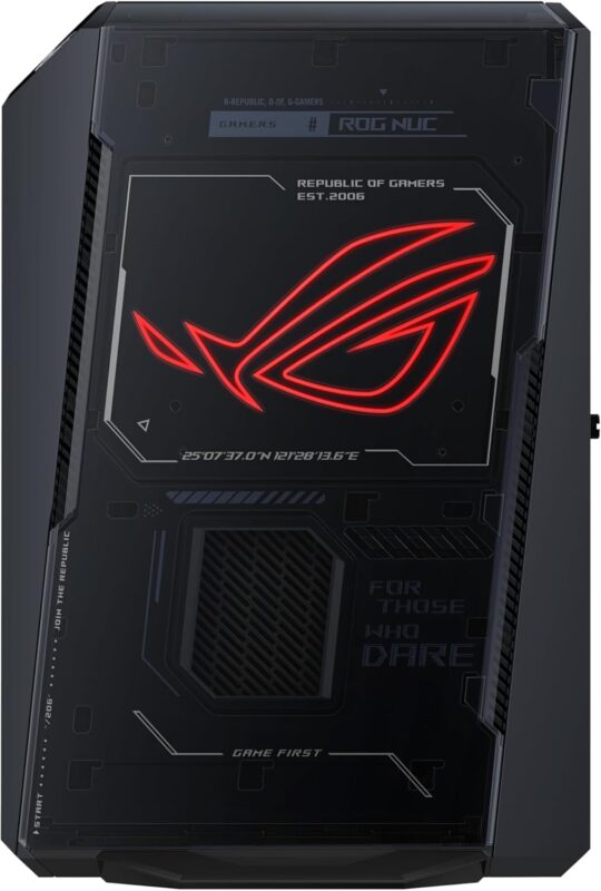 ROG NUC (2025) Gaming Mini PC with Intel® Core™ Ultra 9 (Series 2) ARL-HX CPU, NVIDIA® GeForce RTX™ 5080 Mobile GPU, 32GB DDR5 RAM, 2TB NVMe SSD, Thunderbolt™ 4, Triple-Fan Cooling, and ARGB Lighting