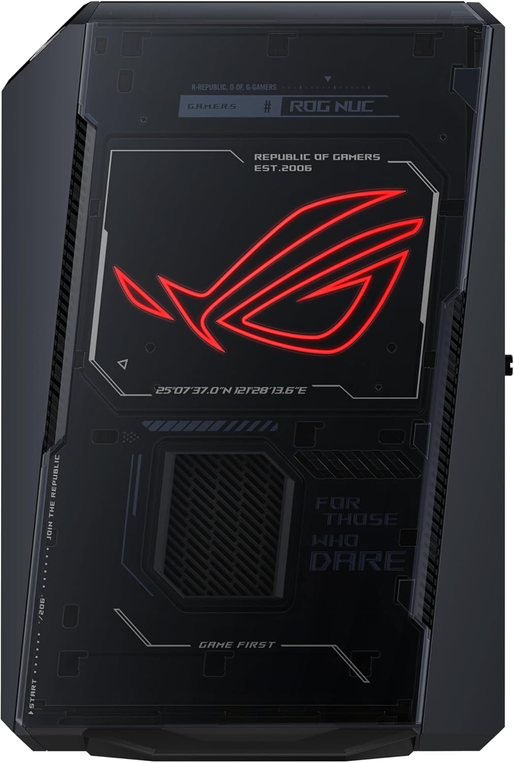 ROG NUC (2025) Gaming Mini PC with Intel® Core™ Ultra 9 (Series 2) ARL-HX CPU, NVIDIA® GeForce RTX™ 5080 Mobile GPU, 32GB DDR5 RAM, 2TB NVMe SSD, Thunderbolt™ 4, Triple-Fan Cooling, and ARGB Lighting ROG NUC (2025) Gaming Mini PC with Intel® Core™ Ultra 9 (Series 2) ARL-HX CPU, NVIDIA® GeForce RTX™ 5080 Mobile GPU, 32GB DDR5 RAM, 2TB NVMe SSD, Thunderbolt™ 4, Triple-Fan Cooling, and ARGB Lighting