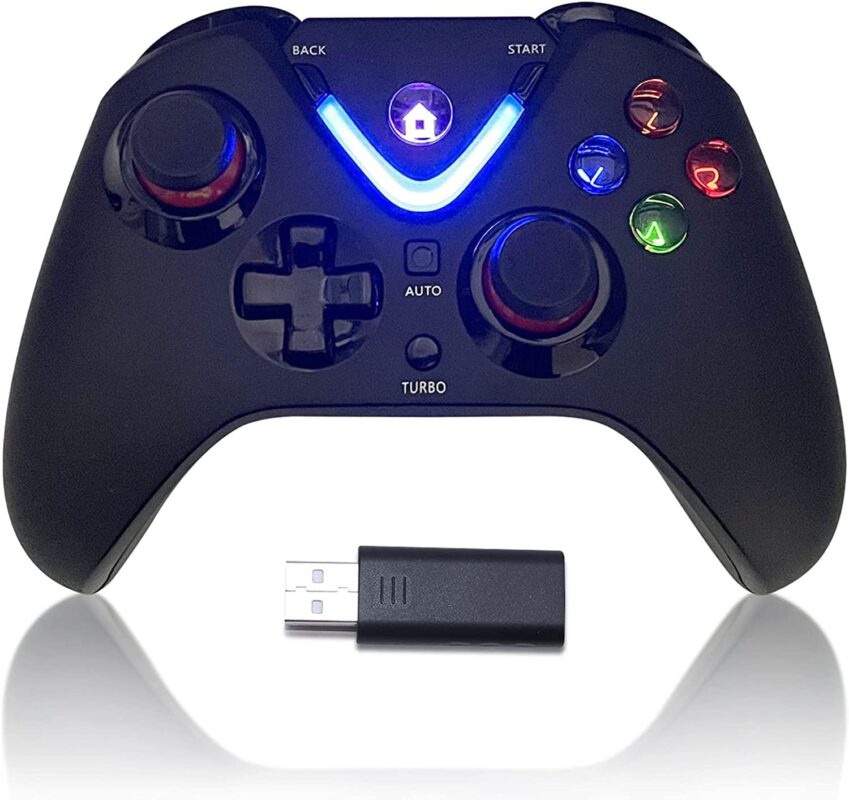 ROTOMOON Wireless Game Controller with LED Lighting Compatible with Xbox One S/X, Xbox Series S/X Gaming Gamepad, Remote Joypad with 2.4G Wireless Adapter, Rechargeable Battery