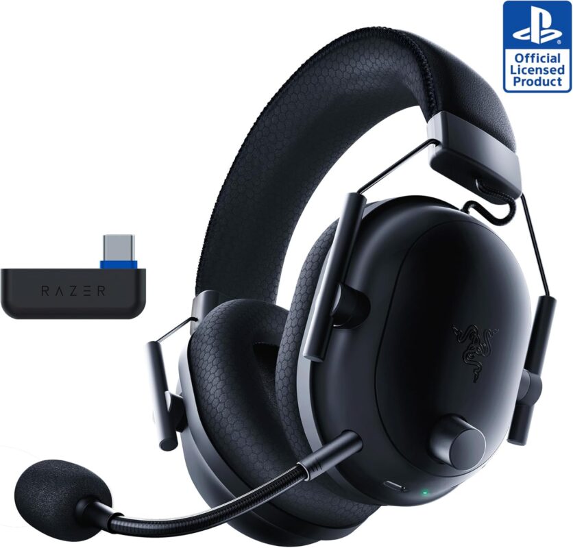 Razer BlackShark V2 Pro Wireless PlayStation Gaming Headset: 50mm Drivers - Super Wideband Mic - Noise Isolating Earcups - For PS5, Nintendo Switch 2, PC, Mac - Bluetooth, USB-C - 70hr Battery – Black