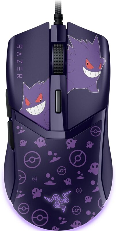 Razer Cobra Wired Gaming Mouse: 58g Lightweight - Gen-3 Optical Switches - Chroma RGB Lighting Underglow - 8500 DPI Optical Sensor - 100% PTFE Mouse Feet - Speedflex Cable - Pokemon Gengar Edition