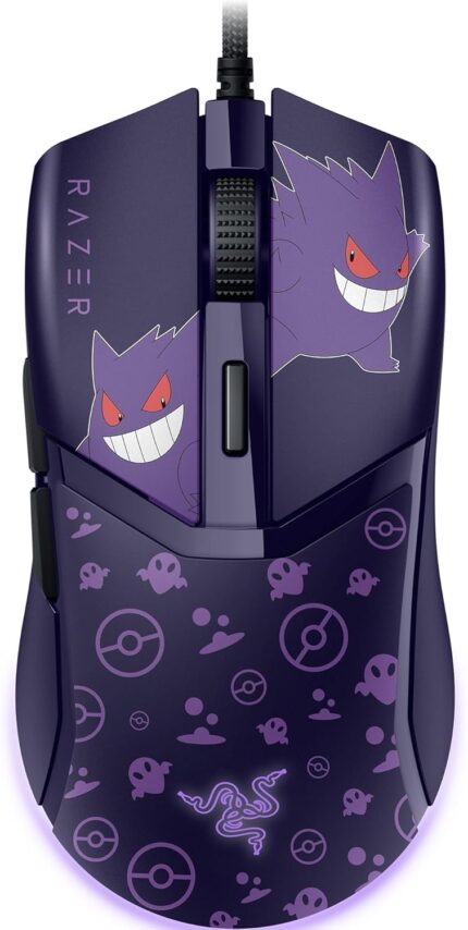 Razer Cobra Wired Gaming Mouse: 58g Lightweight – Gen-3 Optical Switches – Chroma RGB Lighting Underglow – 8500 DPI Optical Sensor – 100% PTFE Mouse Feet – Speedflex Cable – Pokemon Gengar Edition