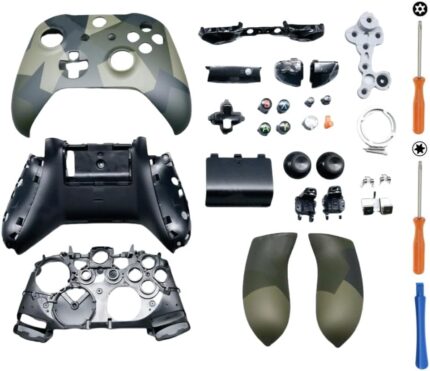 Replacement Housing Shell Full Set for Xbox One Controller – Green Camo Special Edition, DIY Faceplate Case Cover Buttons Accessories for Xbox One S/X Controller (Model 1708)