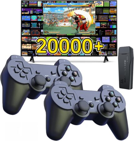 Retro Game Console 20000+ Games,4k Definition,Game Stick with Built-in 9 Emulators&Dual 2.4G Wireless Controllers,Plug and Retro Play Video Games for TV(64G)