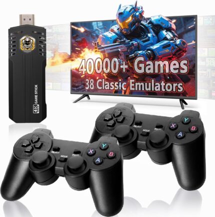 Retro Gaming Console Pro with 40,000+ Built-in Classic Video Games, Retro Game Stick with 38 Emulators, Video Gaming Stick HDMI Output, Plug & Play TV
