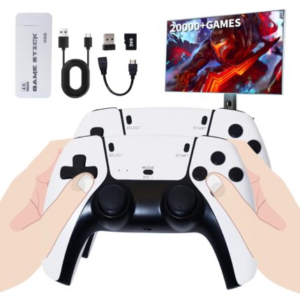 Retro Gaming Console Stick – Plug & Play Video Game System with 23 Built-in Emulators, 20,000+ Retro Games, 4K HDMI Output, Dual 2.4GHz Wireless Controllers, Classic Arcade Experience for TV-64G