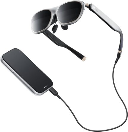 Rokid AR Spatial Glasses silver, AR Glasses Max2 silver with Station2, 360″ Micro-OLED Three-Screen Display,120Hz OLED, 600 Nits, Multi-Tasking for Work & Gamingrt Console, Android, Windows Compatible