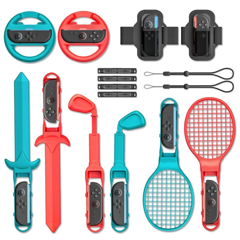 STARTRC GAMES Switch 2 Sports Accessories Bundle for Nintendo Switch 2, 10-in-1 Family Party Pack with Tennis Rackets, Adjustable Golf Clubs, Swords, Switch Sports Game Kit for Switch 2