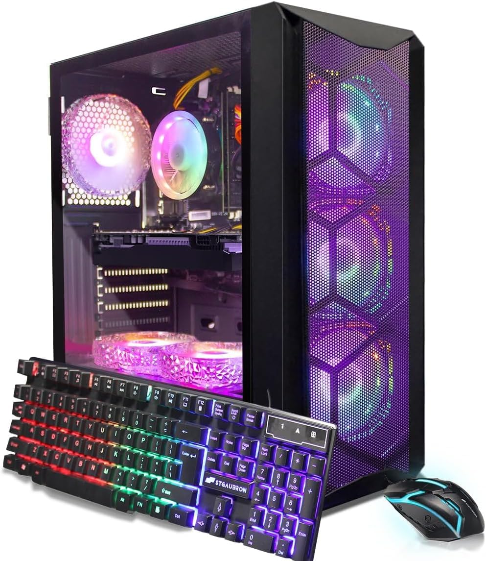 STGAubron Gaming Desktop PC, Radeon RX 580 8G GDDR5, Intel Core i7 up to 3.9G, 16G RAM, 1T SSD, 600M WiFi, BT 5.0, RGB Fan x6, Windows 11 Home STGAubron Gaming Desktop PC, Radeon RX 580 8G GDDR5, Intel Core i7 up to 3.9G, 16G RAM, 1T SSD, 600M WiFi, BT 5.0, RGB Fan x6, Windows 11 Home