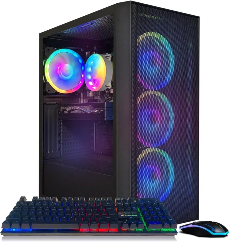 STGAubron Gaming PC Computer Desktop, Radeon RX 580 8G, Intel Core I7 8th up to 4.1GHz, 16G DDR4, 1T SSD, WiFi 6 & BT 5.2, RGB Fan x4, Windows 11 Home