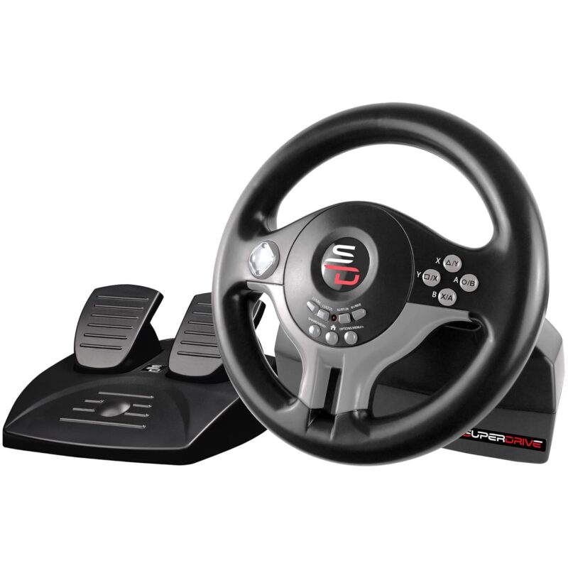 SUBSONIC- Superdrive SV250 Steering Wheel with pedals and gearshift paddles Racing Wheel for Nintendo Switch 2 - Switch - PS4 - Xbox Series X/S, Xbox One and PC