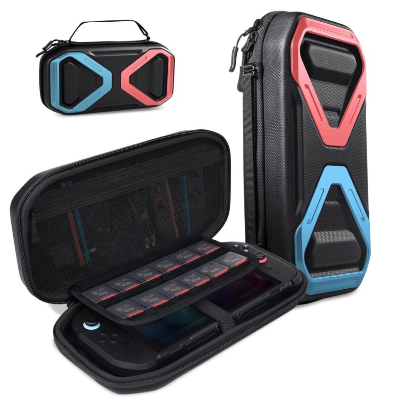 SUPCASE for Nintendo Switch 2 Carrying Case 2025, [12 Game Card Storage] [Military-Grade Protection] Spacious Portable Hard Shell Travel Bag for Nintendo Switch 2 Console & Accessories, Blue/Red