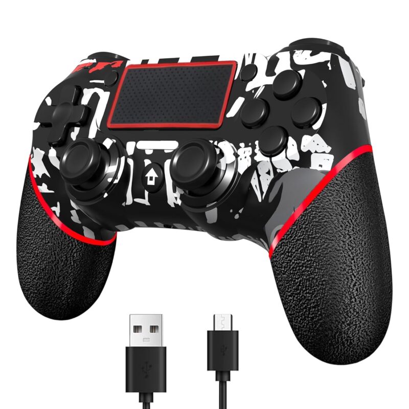 SZDILONG Upgraded Wireless Controller for Ps4 Gamepad Compatible with Ps4/Pro/Slim/Windows PC,Joystick for PS4 with Touchpad/Stereo Headphone Jack/Six-axis Motion Control/Charging Cable