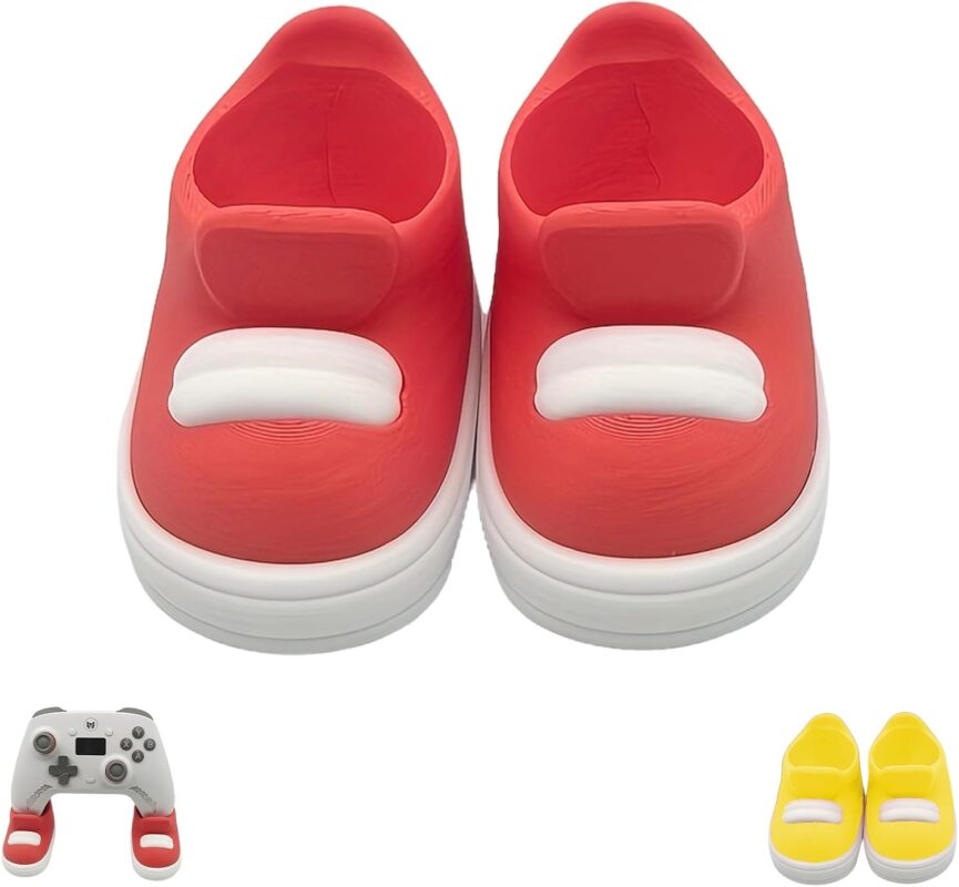 Shoe-Shaped Game Controller Stand Set | 1-Pair Wall-Free Gaming Accessories for Desk | Compatible with Xbox, PS5, PS4 (Red)