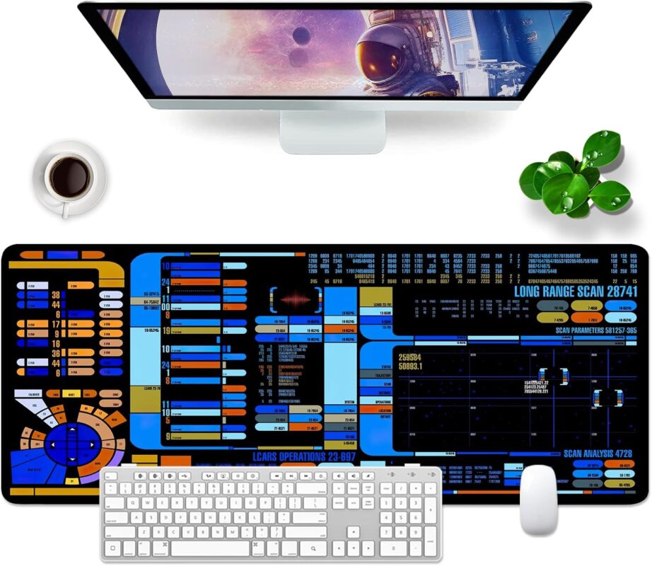 Spacecraft Dashboard Gaming Mouse Pad Large Mouse Pad Office Desk Accessories XL Desk Mat 31.5x11.8x0.12 inch Blue Large Desk Pad Keyboard Pad (Console)