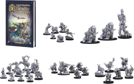 Steamforged Games Animal Adventures Faraway Sea Sourcebook with 10 Battle Maps Bundle with Miniatures: Raiders of the Lost Coast, Time in a Bottle, Animals, Cats and Dogs of the Faraway Sea (6 Items)