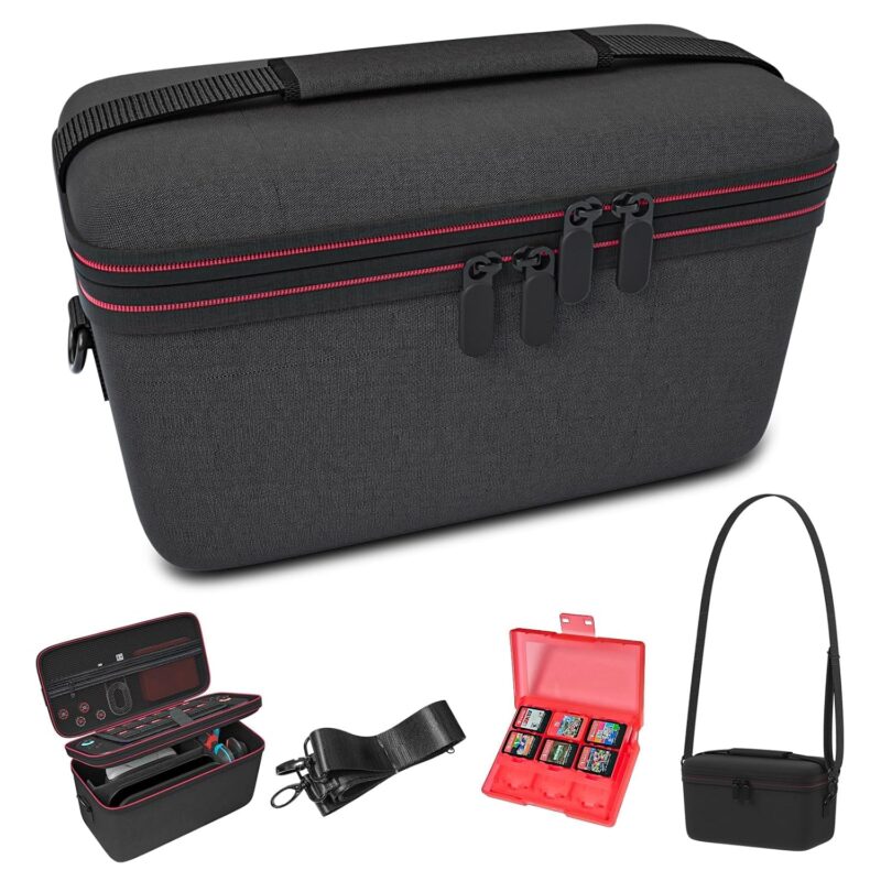 Storage Case for Switch 2 – High-Elasticity EVA Shockproof Protection, Portable Multifunctional Gaming Console Carrying Case with 12-Card Game Cartridge Holder, Compatible with Switch 2 Accessories