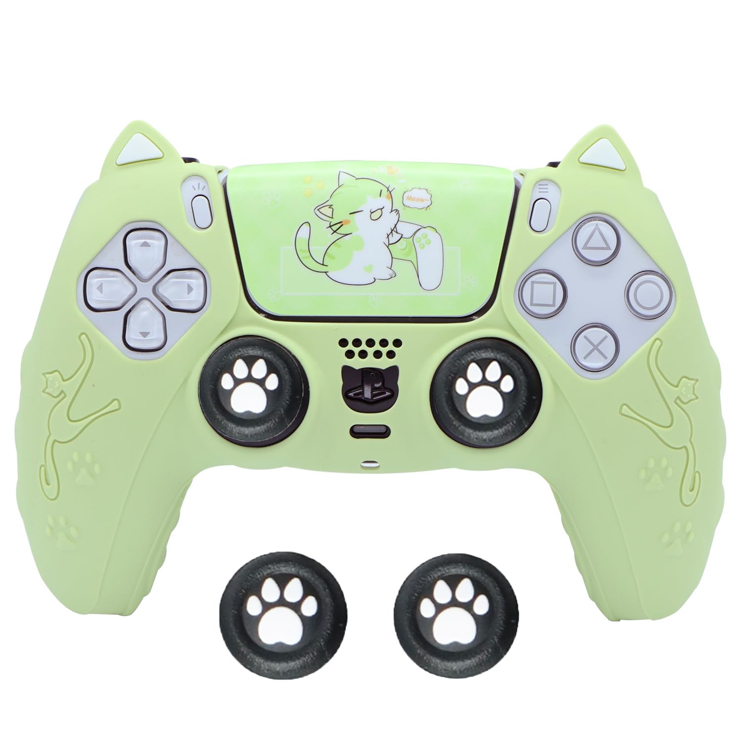 Suitable for compatible with BRHE PS5 Silicone Case New Design Cute Cat Ear Game Controller Protective Case Multiple Colors with Cat Paw Cap Suitable for compatible with BRHE PS5 Silicone Case New Design Cute Cat Ear Game Controller Protective Case Multiple Colors with Cat Paw Cap