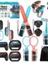 Switch 2 Sports Accessories, Wodbymat 25 in 1 Sports Bundle for Nintendo Switch 2 with 2 Tennis accessories 2 Grip Handle 2 Steering Wheels 2 Bowling ball grip 2 Sword accessory Shared 2 grip 2 Golf accessories 2 Binding tape 2 Wrist strap 2 Lanyard times 2 Lanyard grip 2 Rocker cap 1 Storage bag