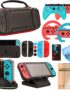 Switch Accessories Bundle for Nintendo Switch Games, Kit with Carrying Case, Steering Wheels, Screen Protectors, Charging Dock, Grips, Caps (23 in 1)