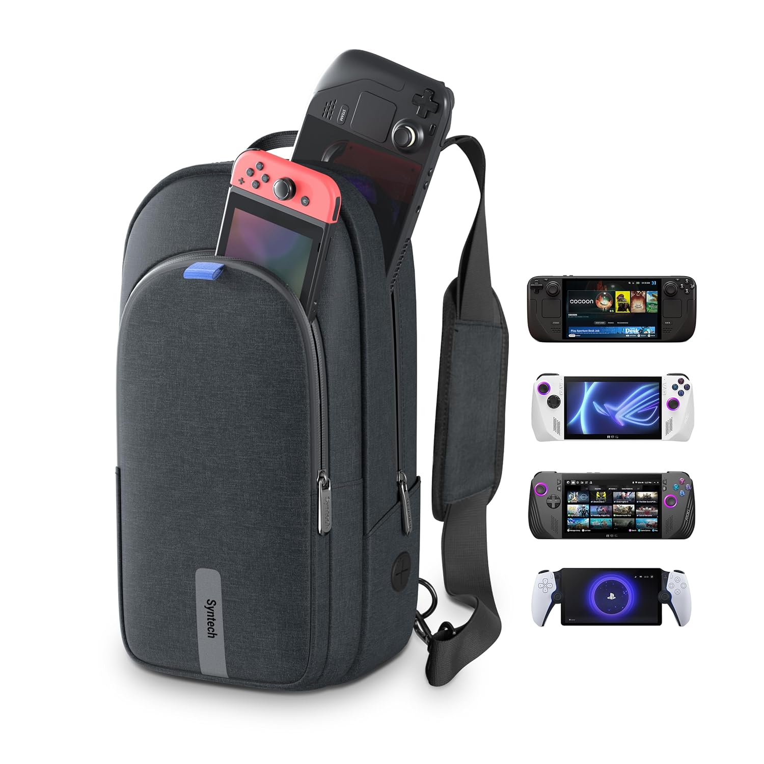 Syntech Carrying Case Compatible with Steam Deck OLED/ROG Ally X/ROG Xbox Ally X/Legion Go S/Nintendo Switch 2/PS Portal, Portable Travel Sling Bag for Consoles & Accessories with Large Storage, Black Syntech Carrying Case Compatible with Steam Deck OLED/ROG Ally X/ROG Xbox Ally X/Legion Go S/Nintendo Switch 2/PS Portal, Portable Travel Sling Bag for Consoles & Accessories with Large Storage, Black