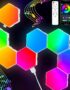 TISOFU Hexagon Lights (8 Pack) LED Wall Panels, RGB Gaming Lights with APP, Smart Modular Panel Hex Tiles Push Glide Expansion Shapes Light