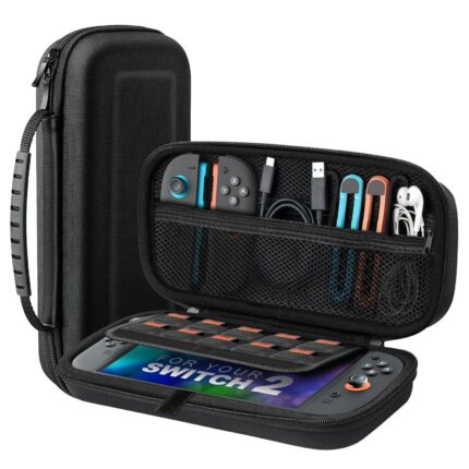 TiMOVO Carrying Case for Nintendo Switch 2 (2025), Large Capacity Protective Hard Shell Portable Travel Case Pouch for Switch 2, with 10 Game Card Slots and Pockets for Console & Accessories, Black