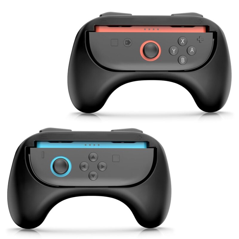 TiMOVO Controller Grip Compatible with Nintendo Switch 2 JoyCon, 2 Pack Ergonomic Hand Grip Sturdy ABS, Switch 2 JoyCon Grip Wear-Resistant and Sweatproof for Switch 2 Accessories, Black
