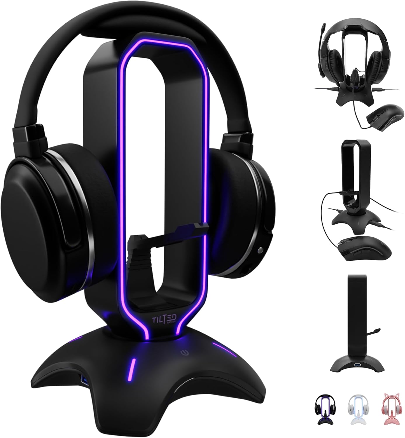 Tilted Nation Gaming Headset Stand | RGB Headphone Stand for Desk with Mouse Bungee and USB Hub (Cool and Clean Setup) Gaming Headset Holder – Perfect Gamer Gift Accessory Tilted Nation Gaming Headset Stand | RGB Headphone Stand for Desk with Mouse Bungee and USB Hub (Cool and Clean Setup) Gaming Headset Holder – Perfect Gamer Gift Accessory