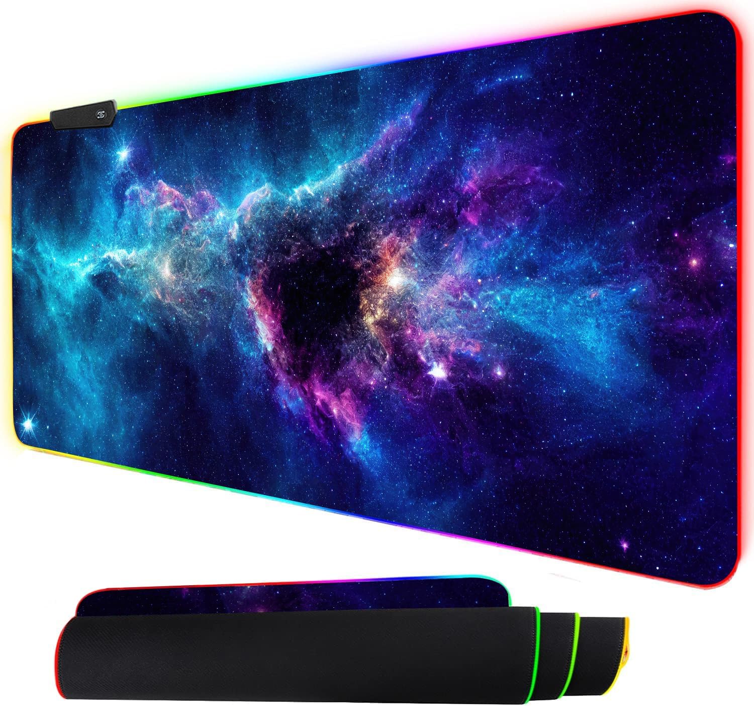 ToLuLu RGB Mouse Pad Gaming, Large LED Mouse Pad with 14 Lights Modes, 35.4 x 15.7 inches XXL Desk Mat for Keyboard and Mouse, Extended Desk Pad Mat PC Gaming Mousepad Accessories(Blue Purple Galaxy ToLuLu RGB Mouse Pad Gaming, Large LED Mouse Pad with 14 Lights Modes, 35.4 x 15.7 inches XXL Desk Mat for Keyboard and Mouse, Extended Desk Pad Mat PC Gaming Mousepad Accessories(Blue Purple Galaxy