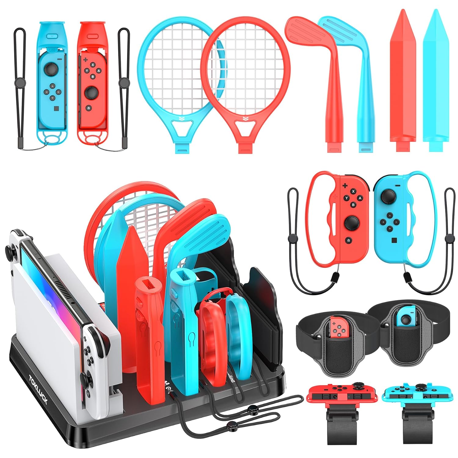 Tokluck Switch Sports Accessories Kit with Storage Station – Compatible with Switch/OLED & Joy-con, Ideal for Family Sports Party Game Storage and Organization PS3 Interactive Gaming Figures Tokluck Switch Sports Accessories Kit with Storage Station – Compatible with Switch/OLED & Joy-con, Ideal for Family Sports Party Game Storage and Organization PS3 Interactive Gaming Figures