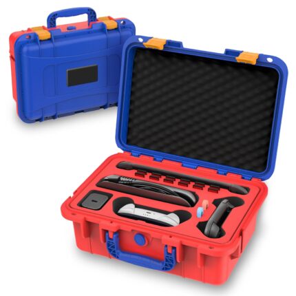 Travel Carrying Case for Nintendo Switch 2 & Accessories, All in One Protective Case, Hard Shell Cases with 12 Game Cards Slots, Waterproof Storage Organizer Box for Dock, Pro Controller-Red&Blue