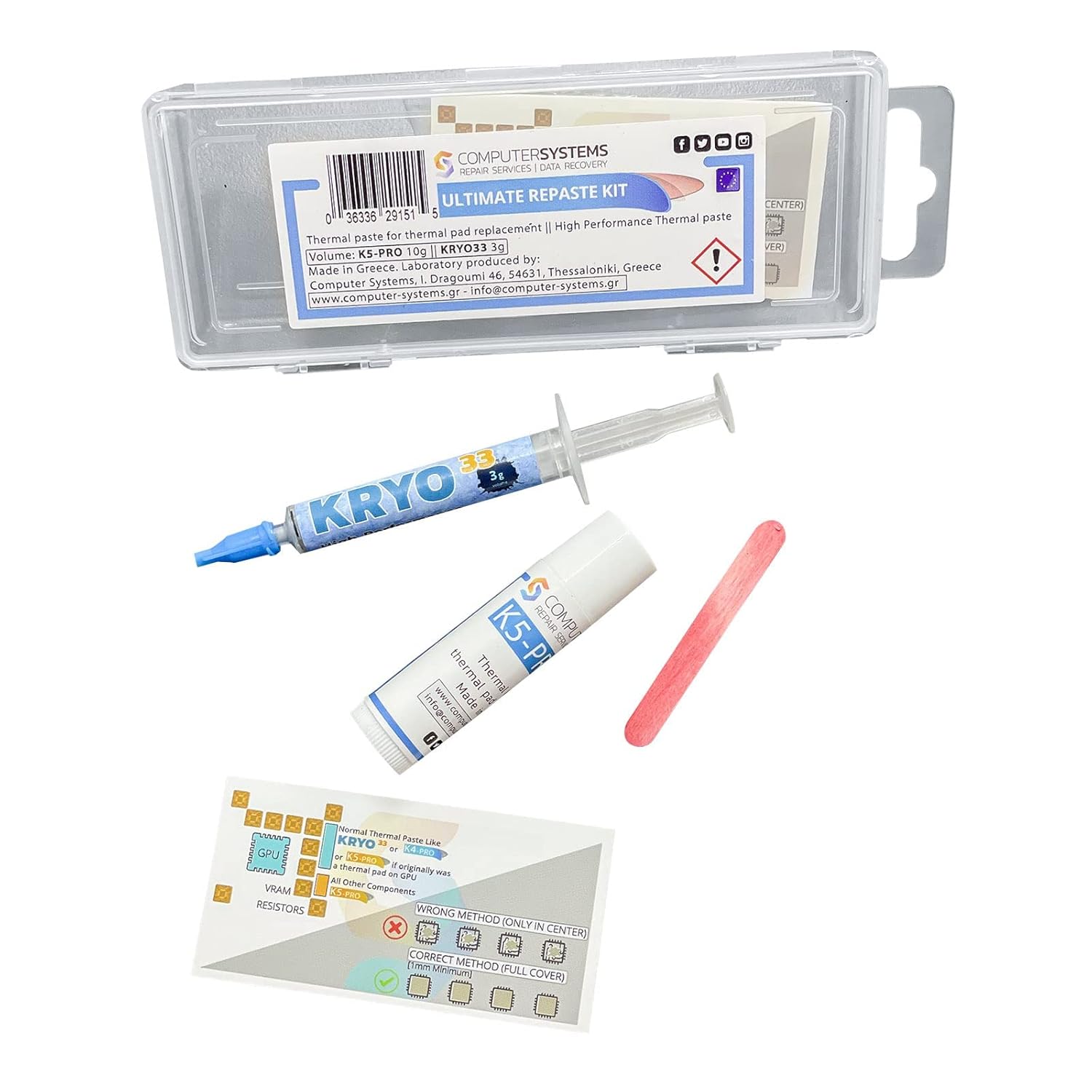 Ultimate Repaste KIT K5 PRO 10g & KRYO33 3g Thermal Paste and Thermal Putty Pad Replacement Set Compatible with Apple iMac, Asus ROG, Acer Nitro, MSI laptops, RTX 3080, PS4, Nintendo Switch, Xbox Ultimate Repaste KIT K5 PRO 10g & KRYO33 3g Thermal Paste and Thermal Putty Pad Replacement Set Compatible with Apple iMac, Asus ROG, Acer Nitro, MSI laptops, RTX 3080, PS4, Nintendo Switch, Xbox