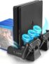Vertical Stand for PS4/PS4 Slim/PS4 Pro - Cooling Fan with PS4 Charger Controller Charging Station with Game Storage (Black)