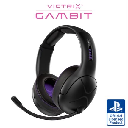 Victrix Gambit Black Wireless and Wired Gaming Headset with Mic – Playstation PS4, PS5 – Esports-Ready Pro Audio, Noise Cancelling Microphone, Ultra-Comfort Over The Ear Headphones